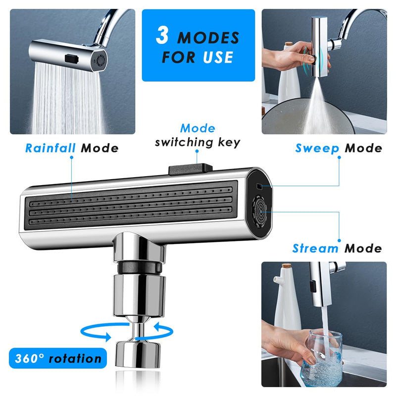 Kitchen Faucet Waterfall Outlet & Rotating Bubbler Nozzle | Splash-Proof Faucet Extension | KitchenioShop