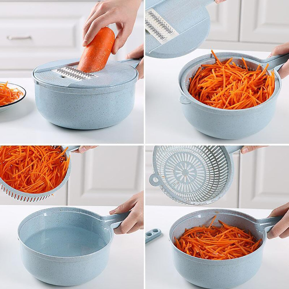 8-in-1 Mandoline Vegetable Slicer with Strainer | Multifunctional Kitchen Cutter | KitchenioShop