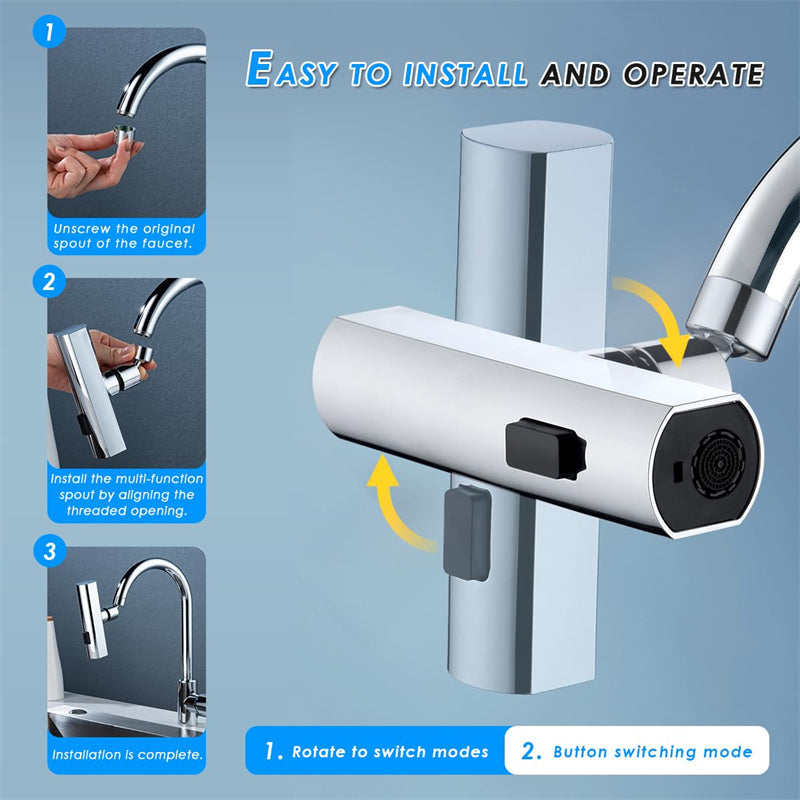 Kitchen Faucet Waterfall Outlet & Rotating Bubbler Nozzle | Splash-Proof Faucet Extension | KitchenioShop
